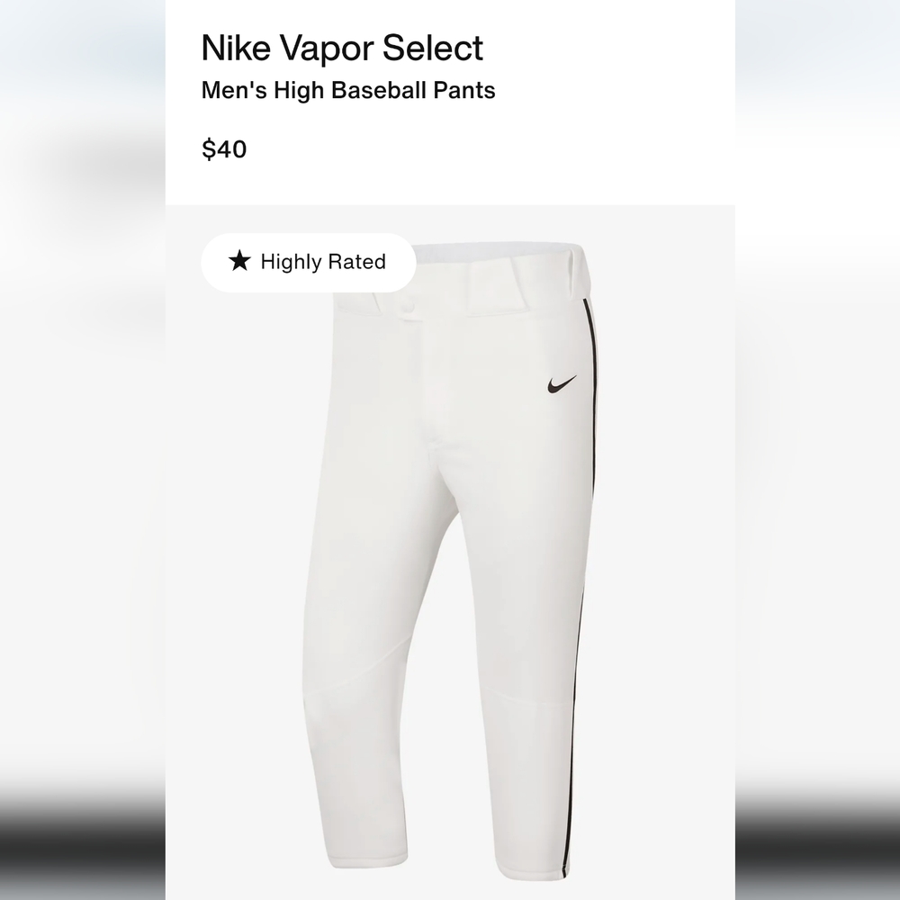 Nike men's vapor baseball pants xxl